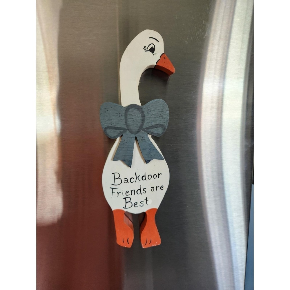 Vtg XL Country Goose Wood Refrigerator Magnet Cottage Core Back Door Farmhouse
